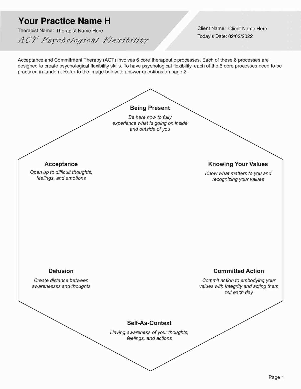 psychological flexibility worksheet