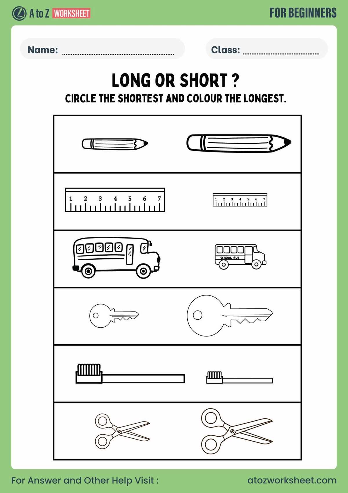 worksheet for nursery class