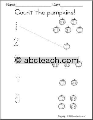 pumpkin counting worksheet