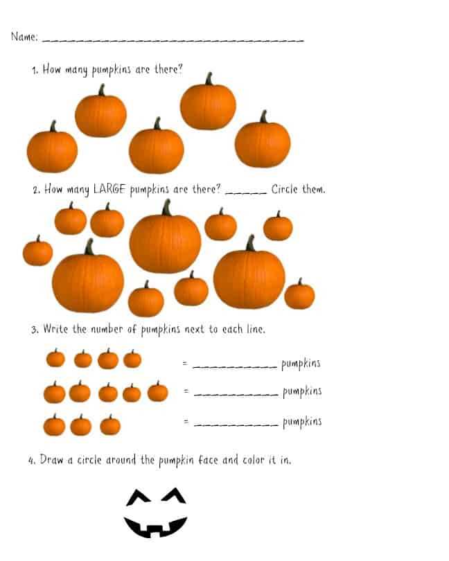 pumpkin math worksheets