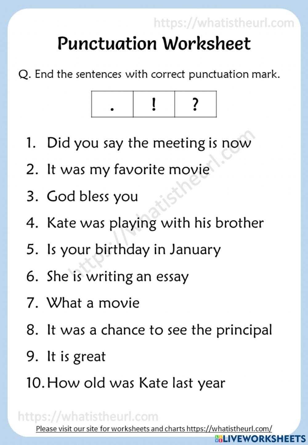 punctuation worksheets for grade 3