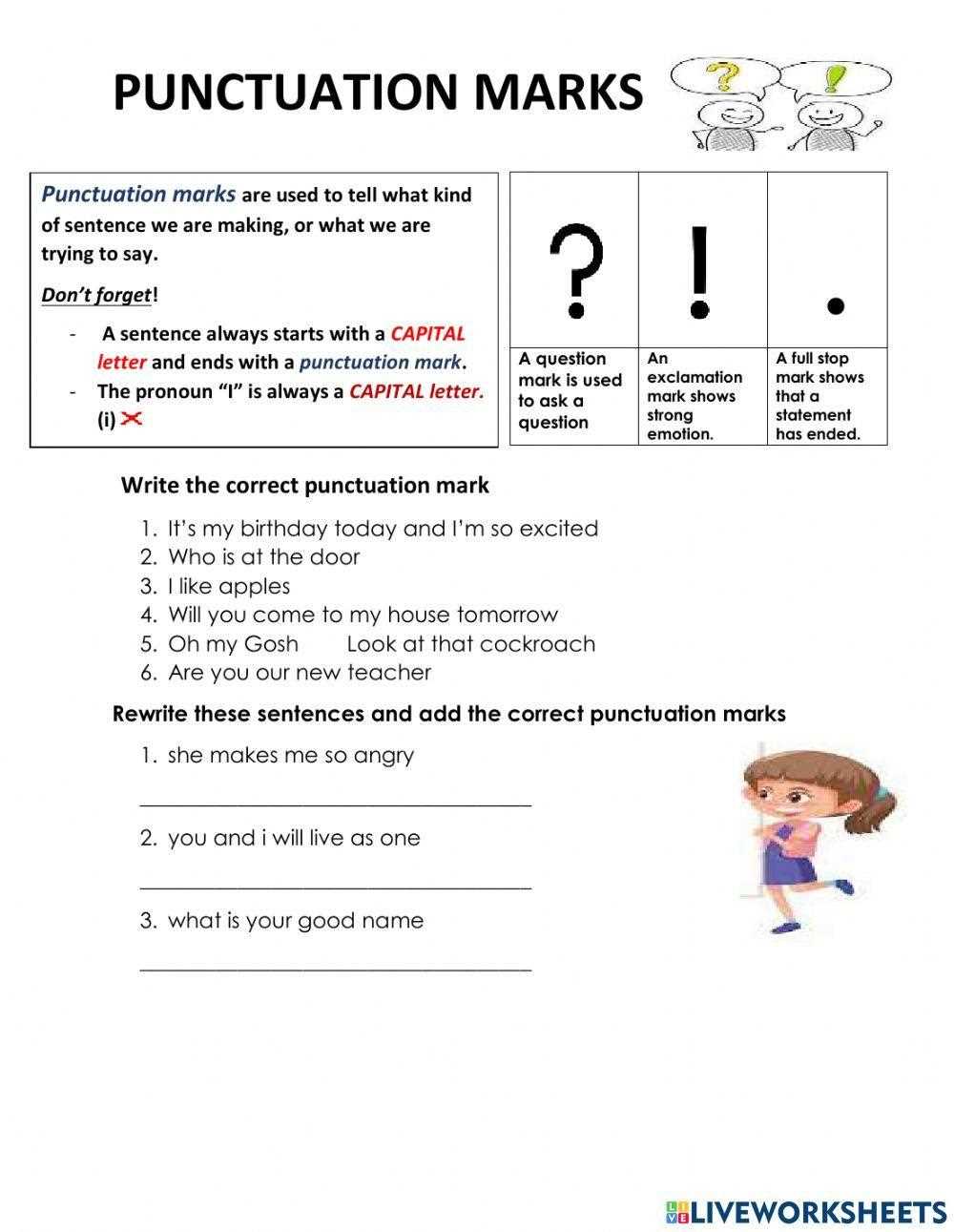 punctuation worksheets for grade 3