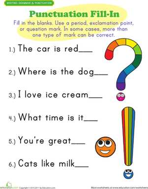 punctuation worksheets grade 6