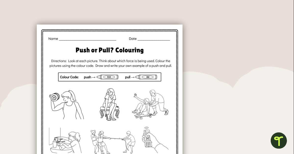 push and pull worksheets for kindergarten