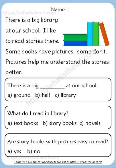 kindergarten library worksheets