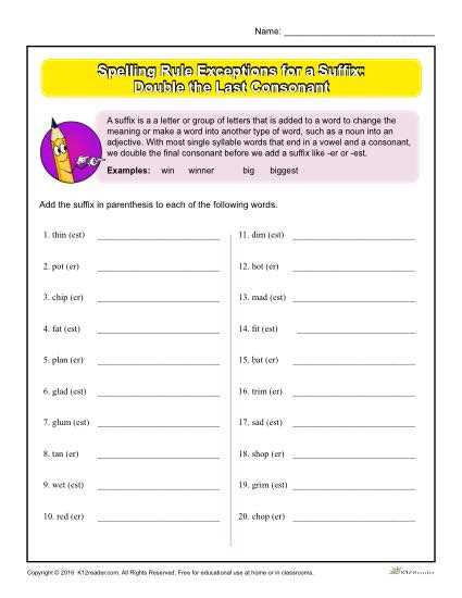 spelling rules worksheets