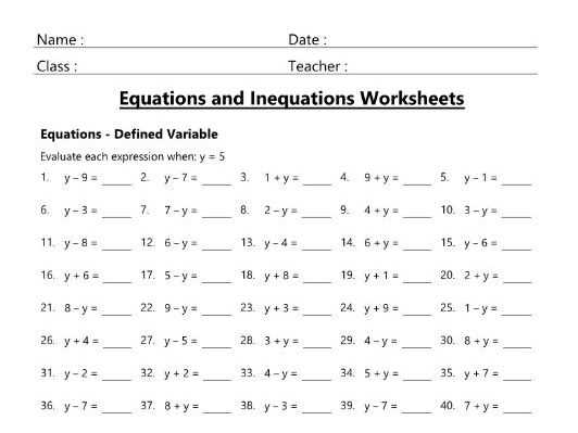 equation and inequality worksheet