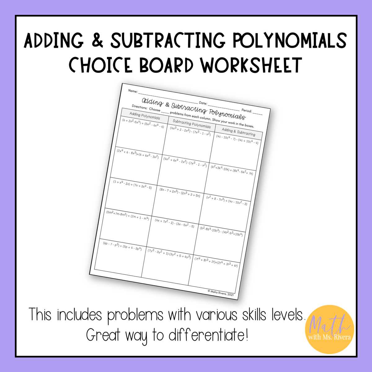 polynomial worksheet