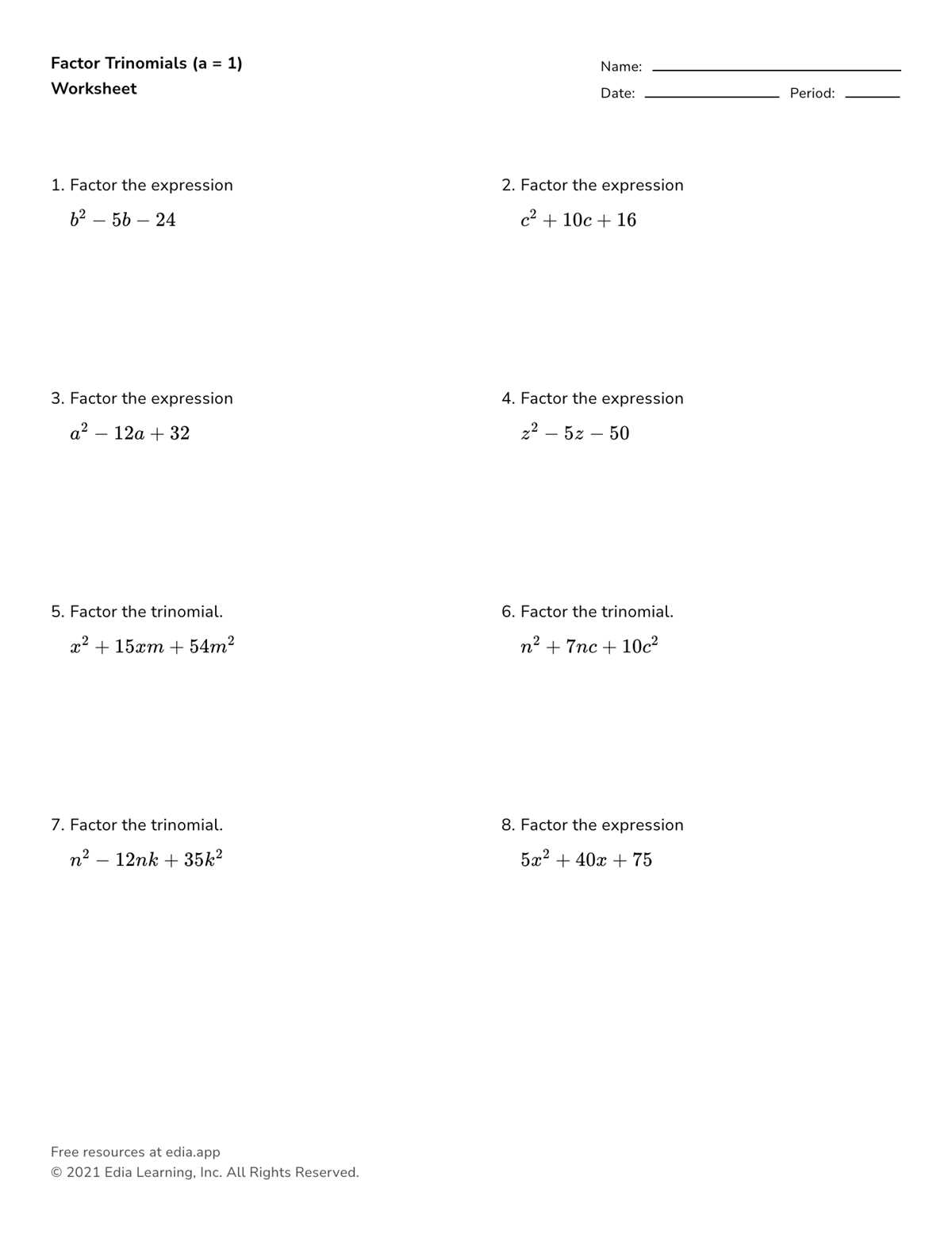 factoring algebraic fractions worksheet