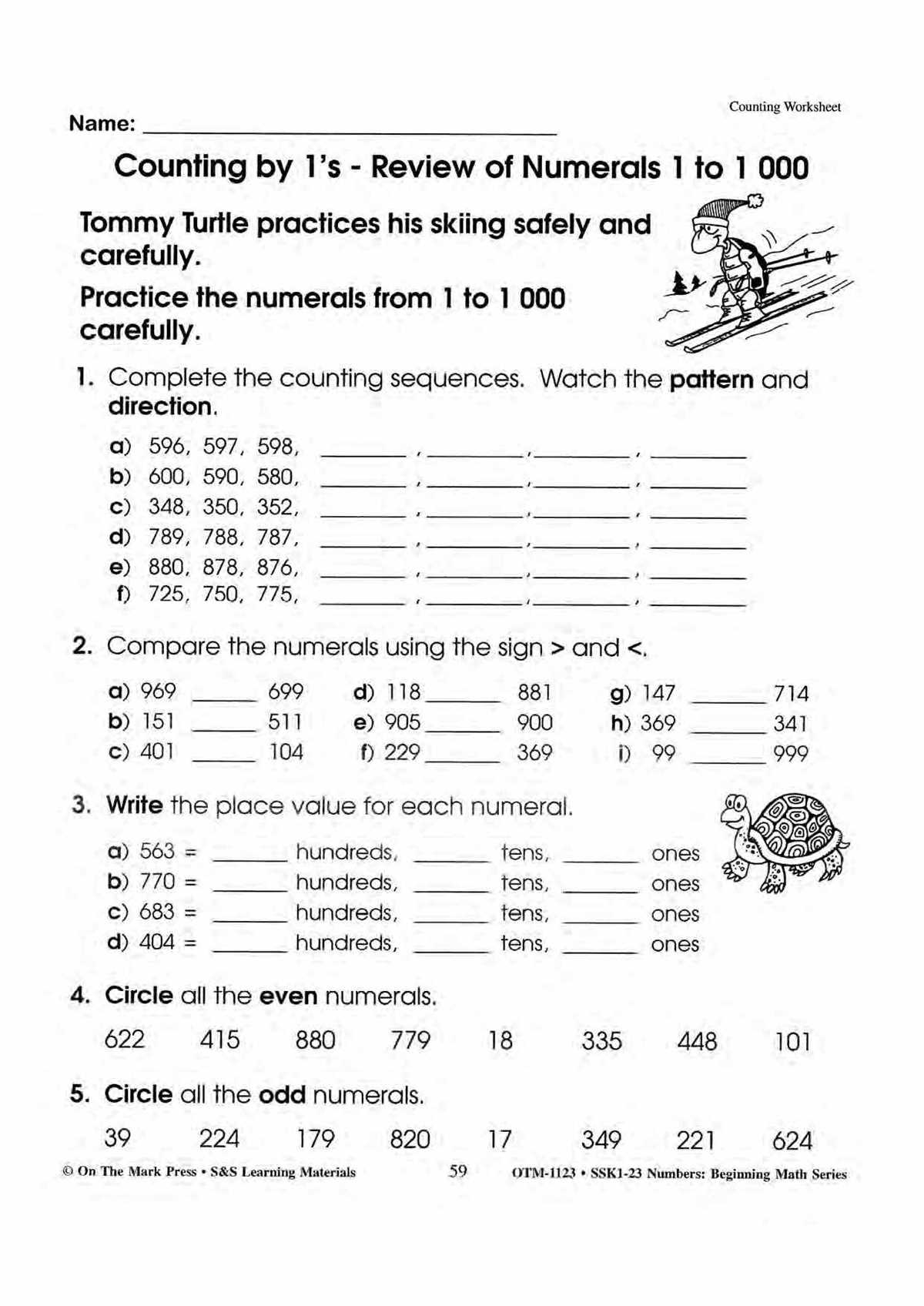 counting numbers to 1000 worksheet