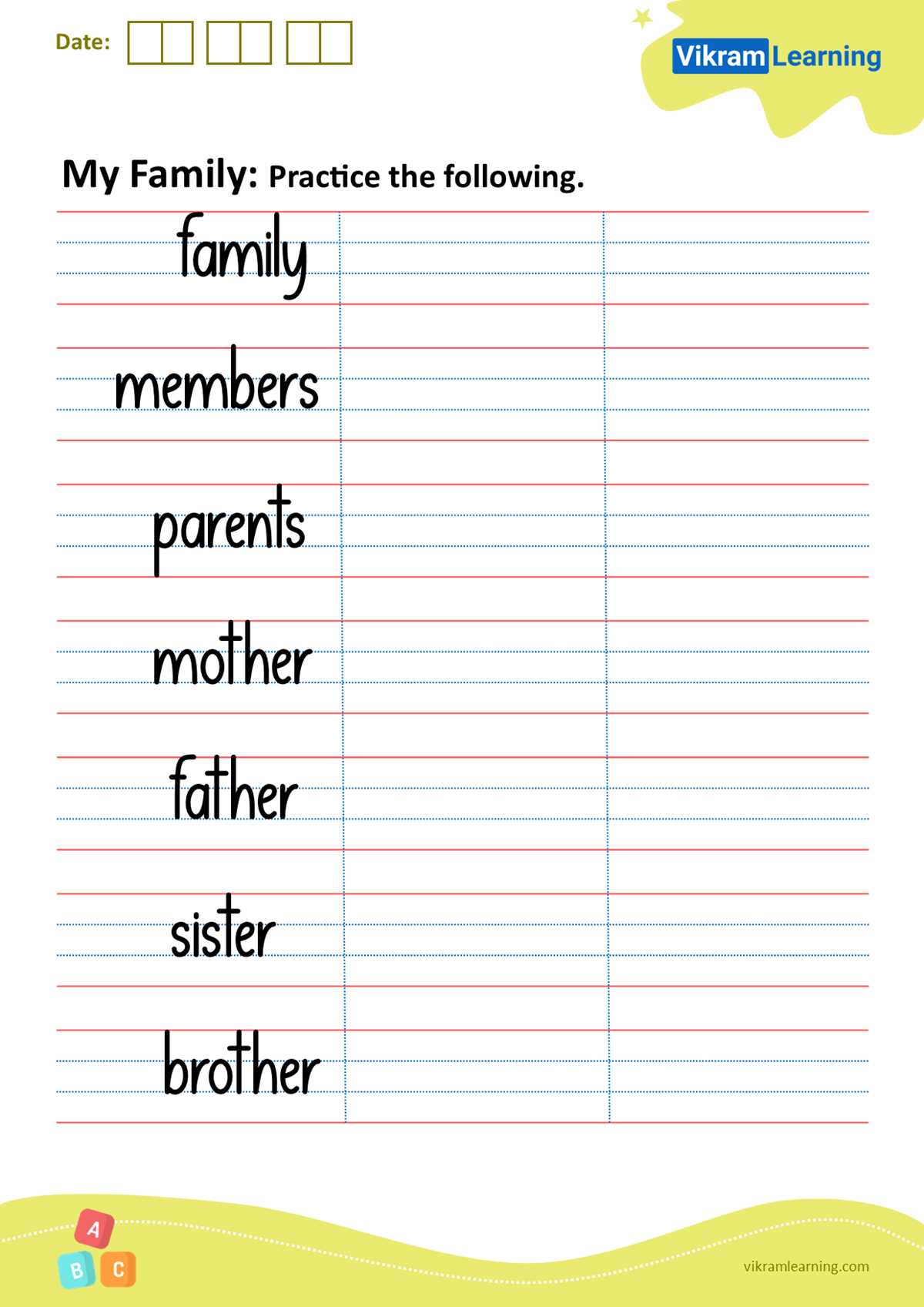 evs worksheets my family