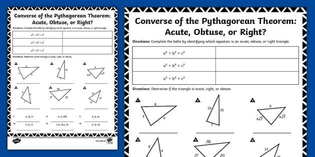 pythagorean theorem converse worksheet