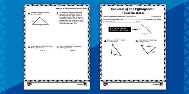 pythagorean theorem converse worksheet