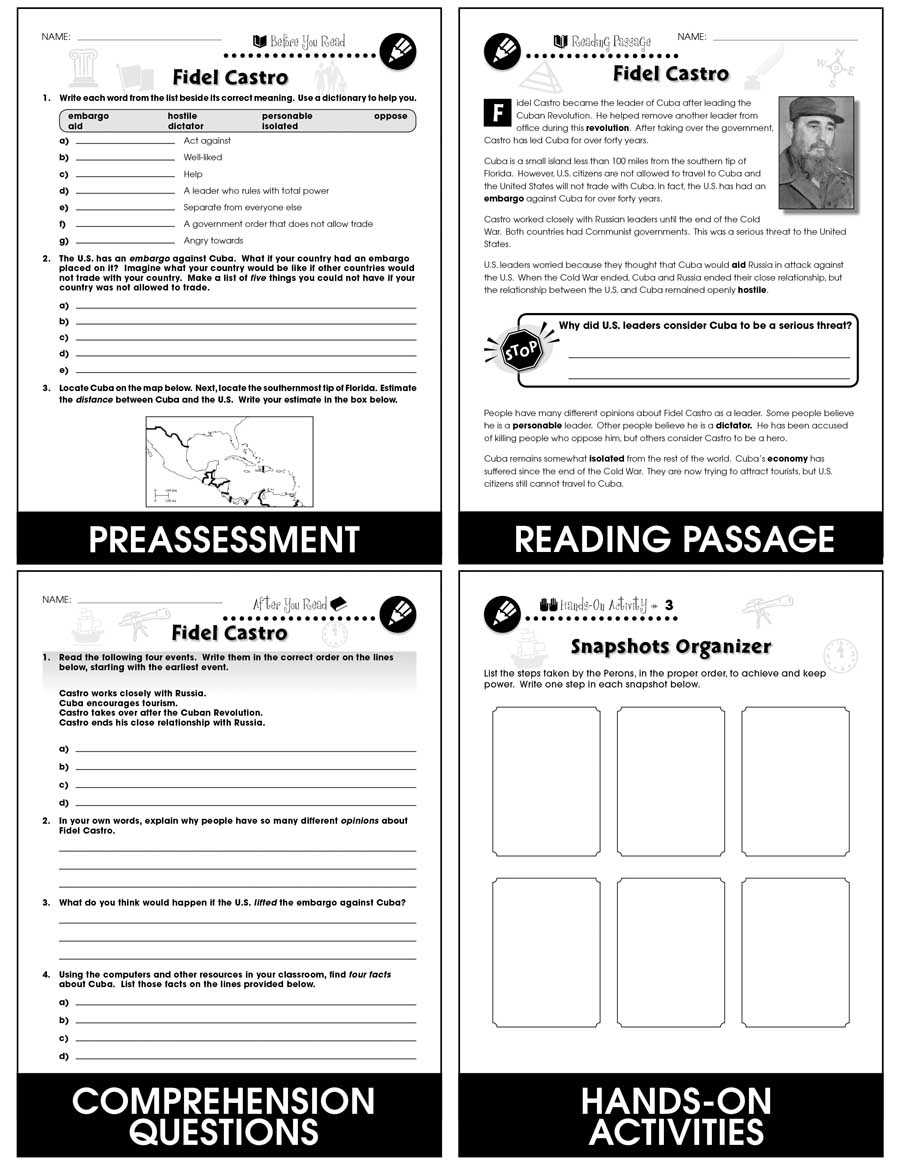 fidel castro worksheet