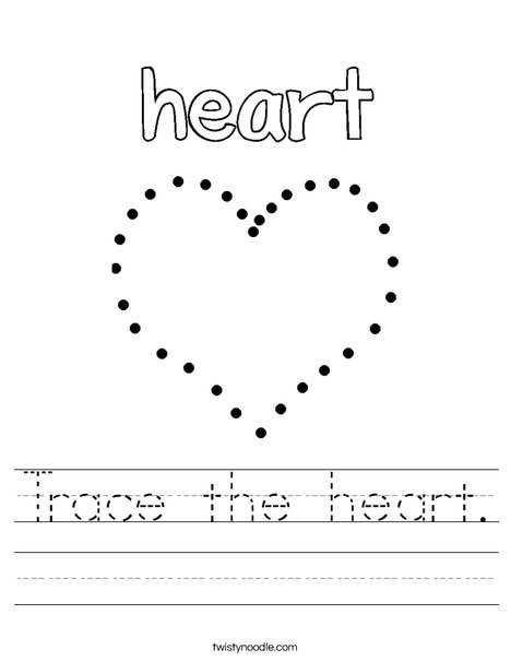 tracing heart worksheet
