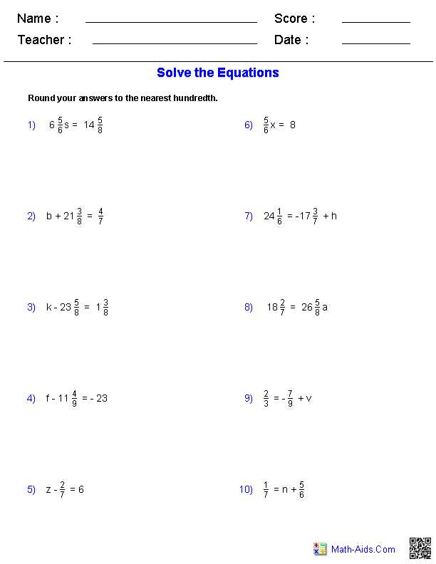 solving multi step equations worksheets