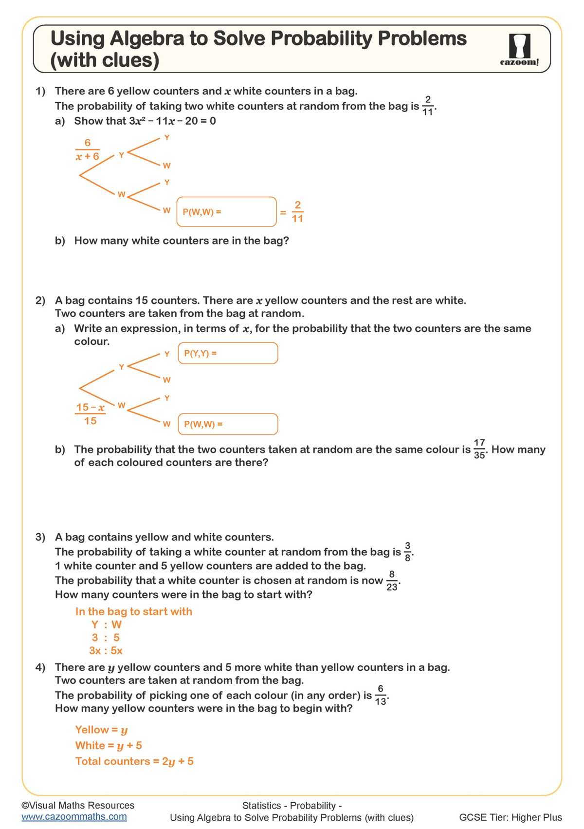 algebra 2 probability and statistics worksheet