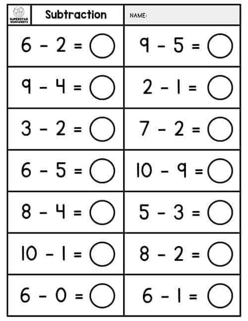 free subtraction worksheets for grade 1