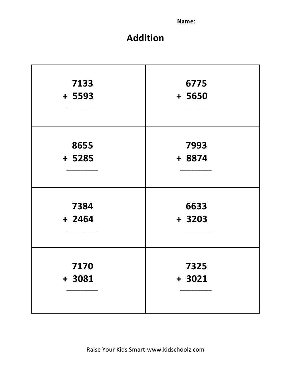 addition and subtraction large numbers worksheets
