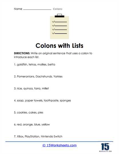 all about punctuation the colon worksheet