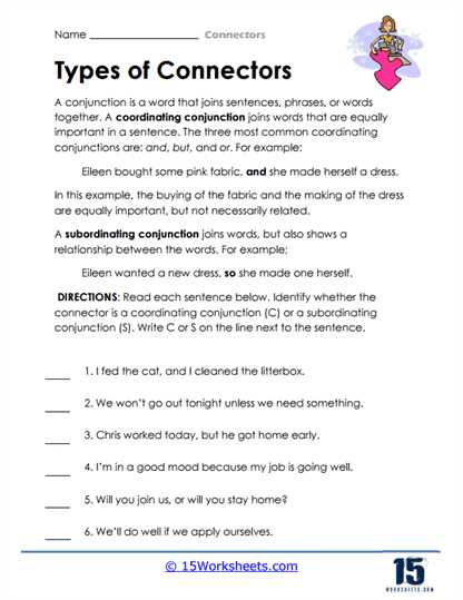 english connectors worksheet