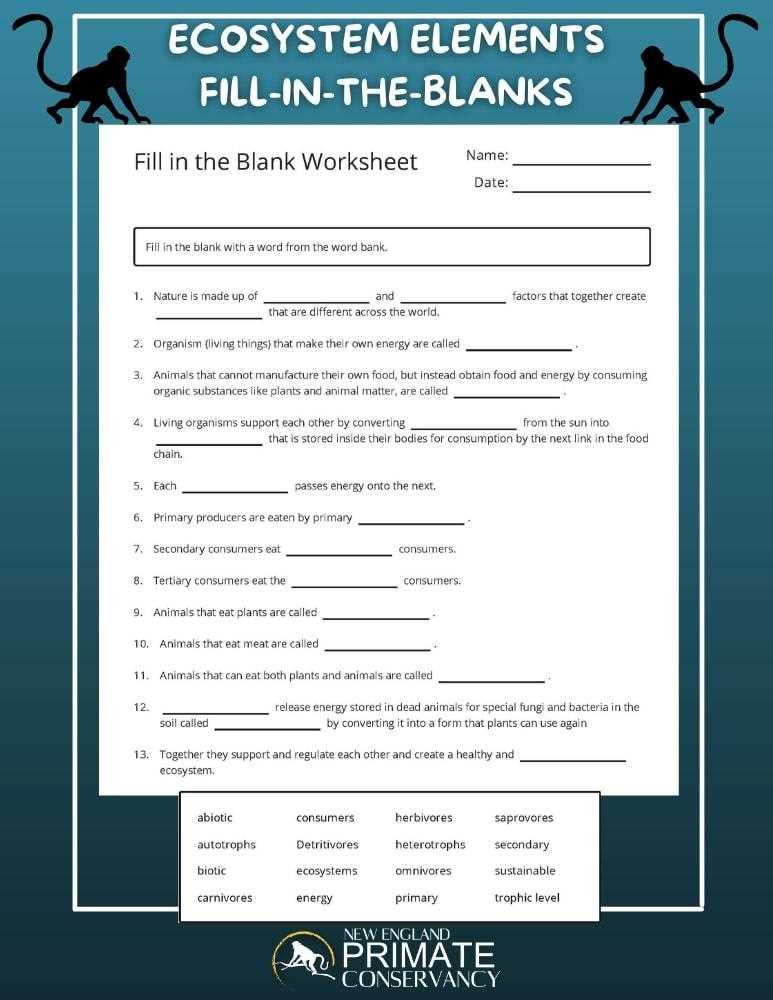 ecosystem services worksheet