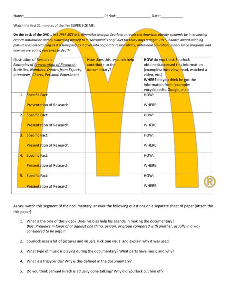 super size me video worksheet