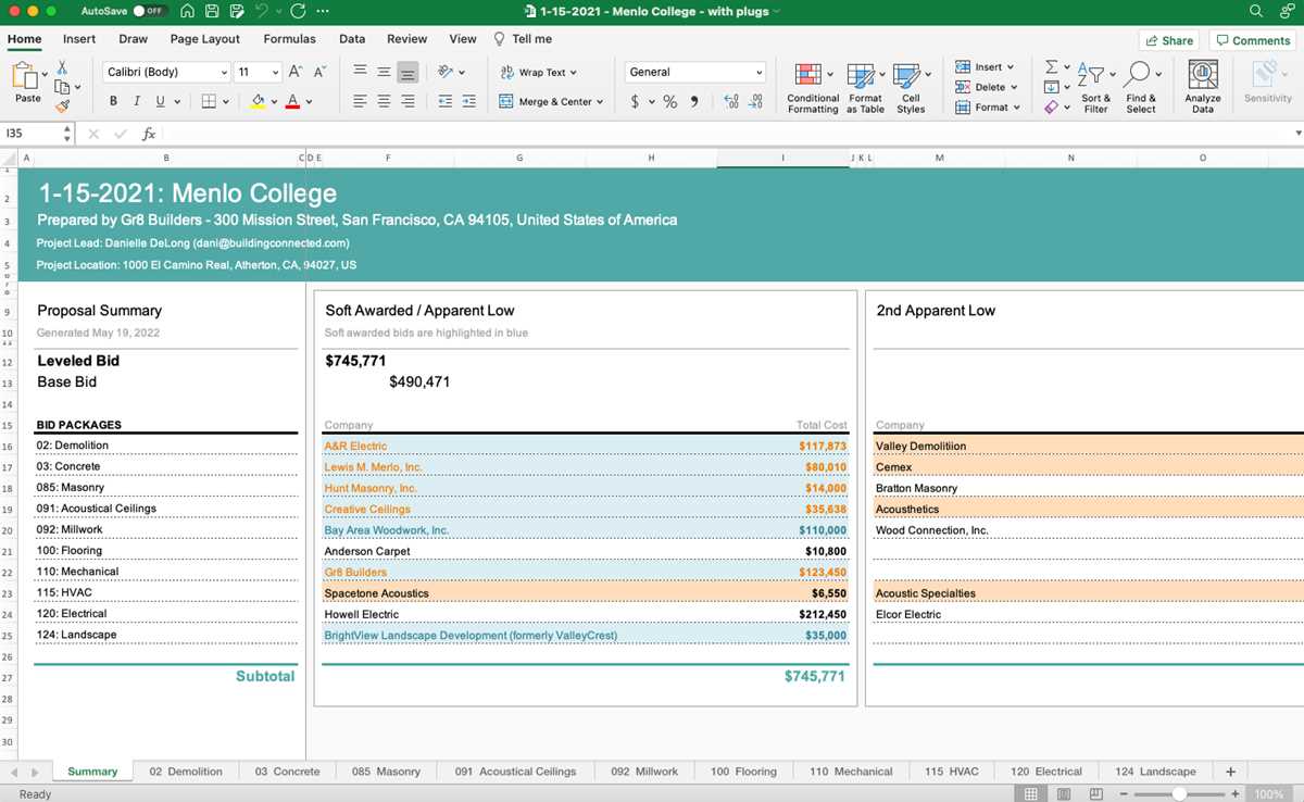 summary worksheet in excel