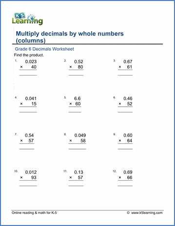 decimal multiplication worksheet