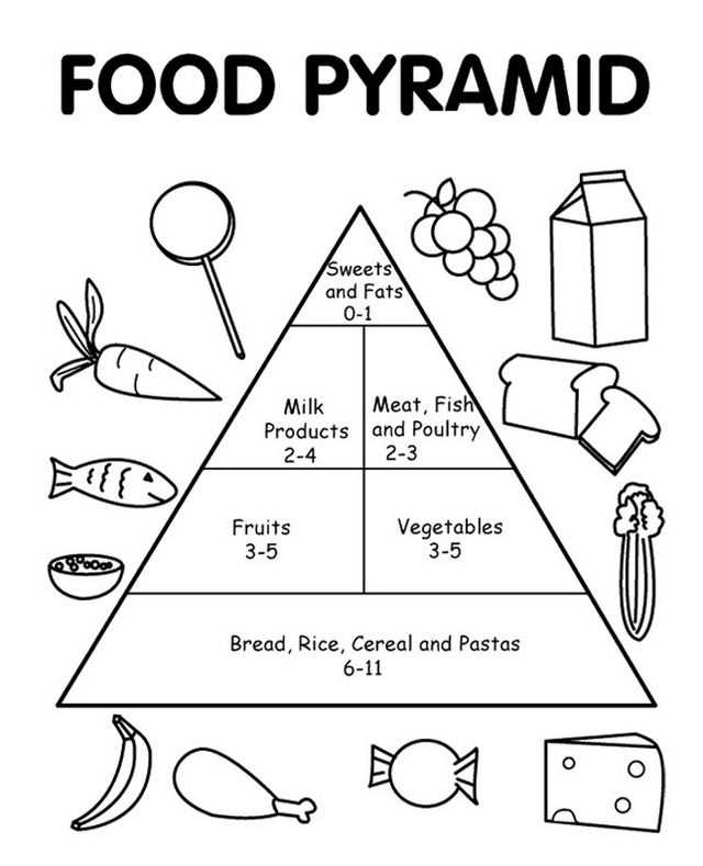 food pyramid colouring worksheet