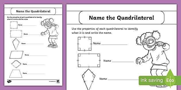 naming quadrilaterals worksheet