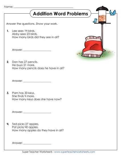 word problem worksheets