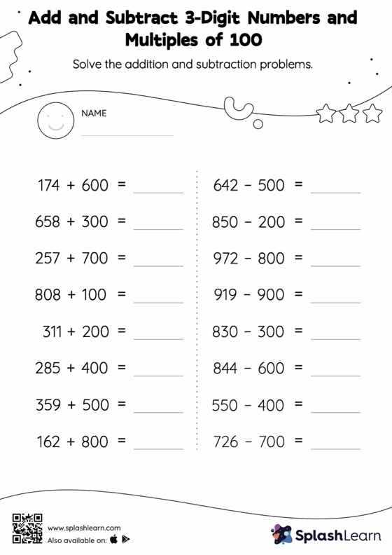 adding and subtracting 3 digit numbers worksheets