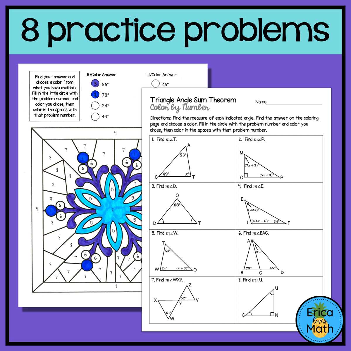 triangle angle sum theorem worksheet