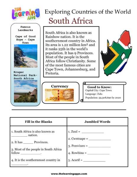 africa worksheets