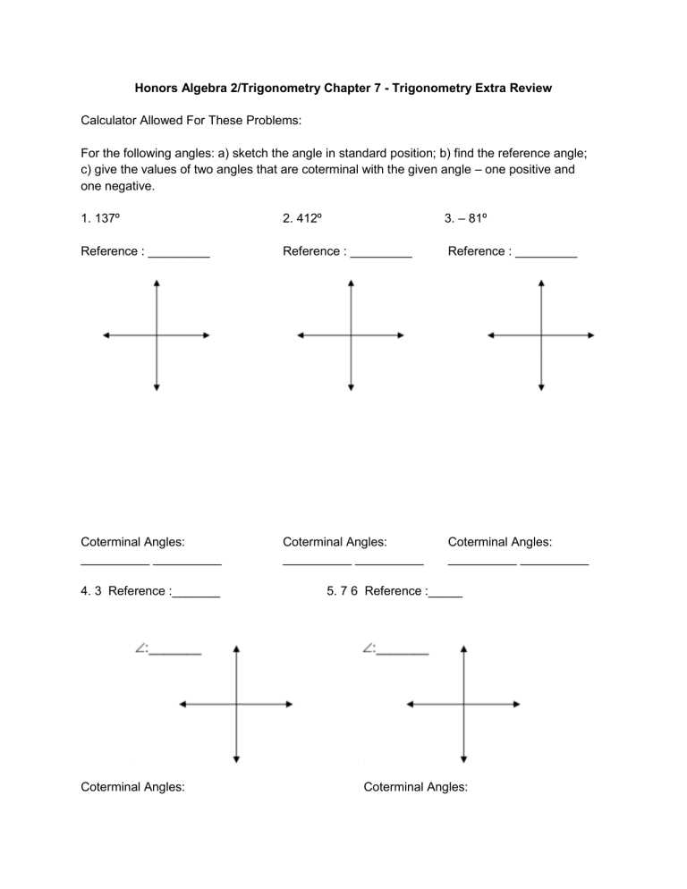 trig review worksheet