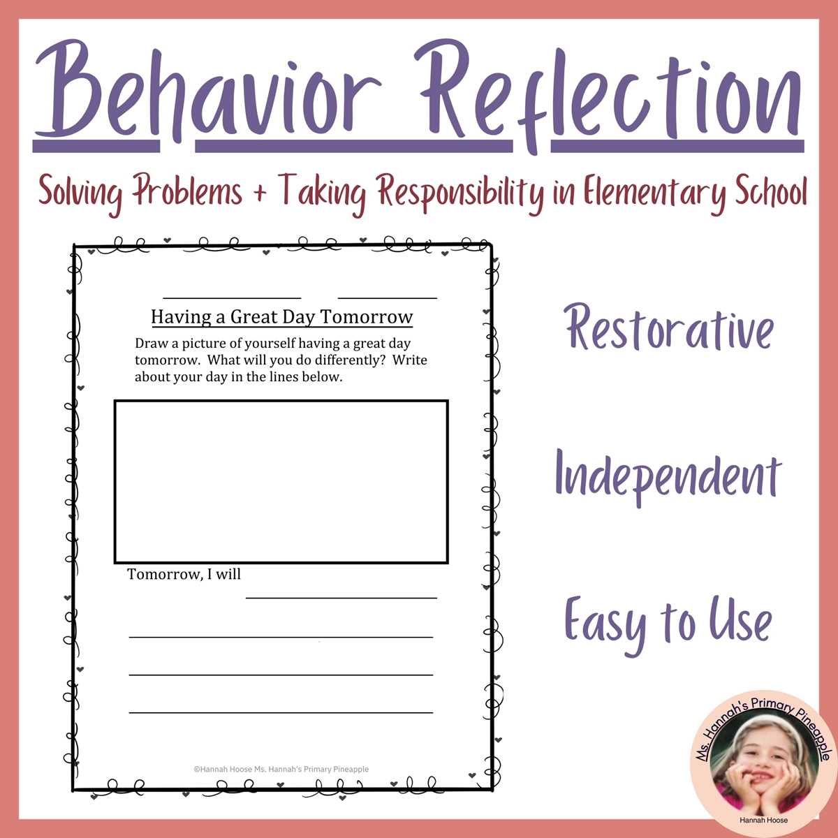 behavior reflection worksheet