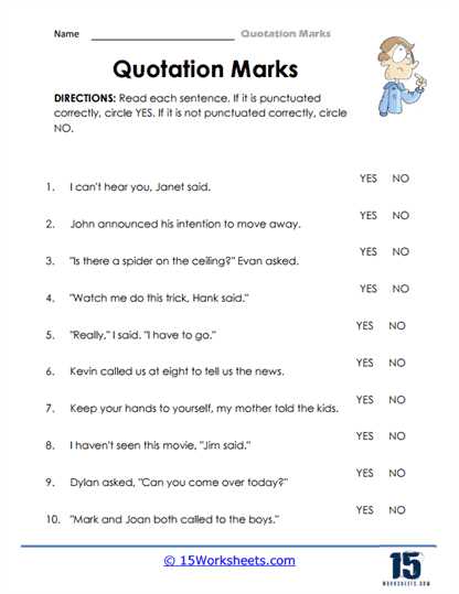 quotation marks practice worksheet