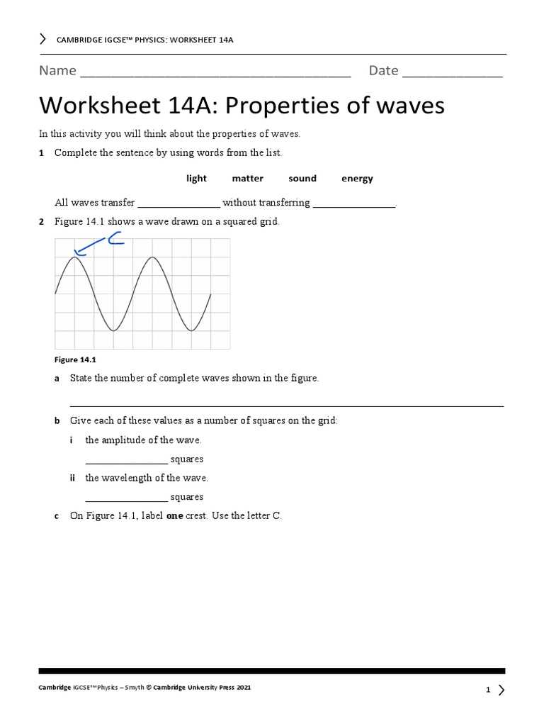 wave properties worksheet