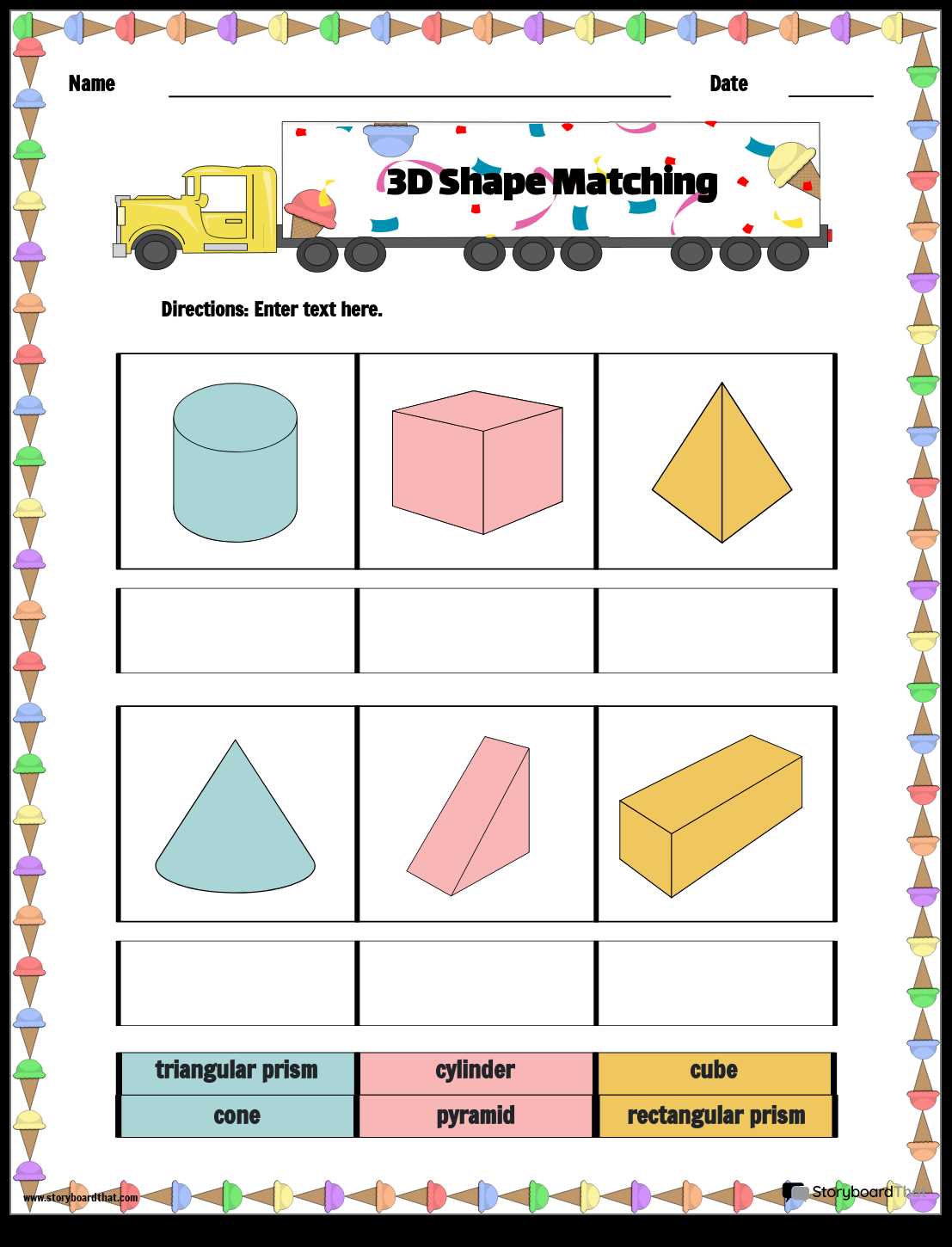 3d shapes prism and pyramid worksheet