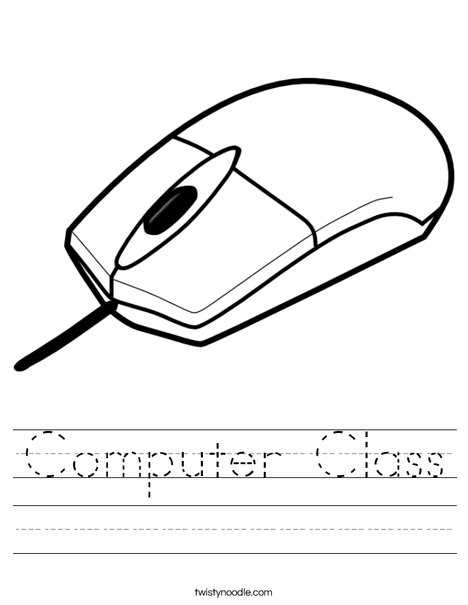 computer mouse worksheet for class 1
