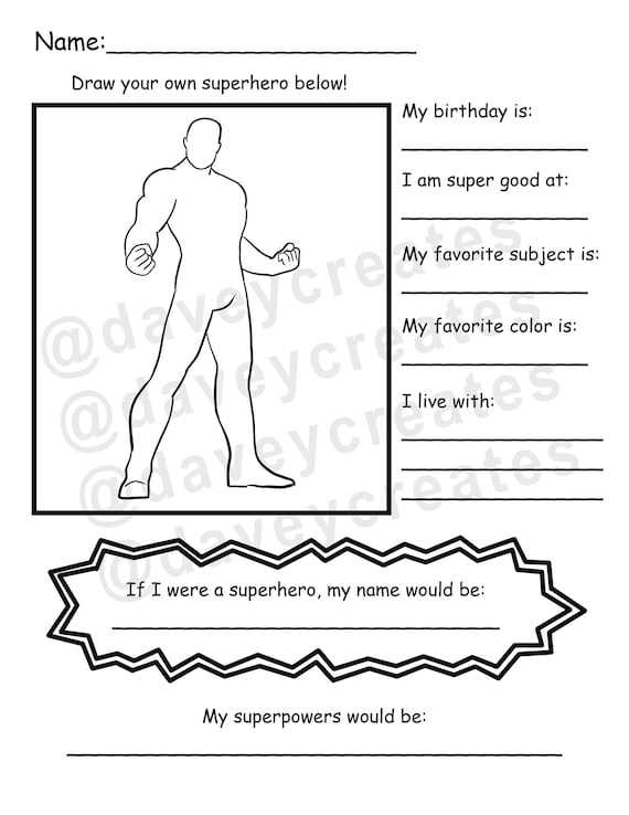 draw your own superhero worksheet