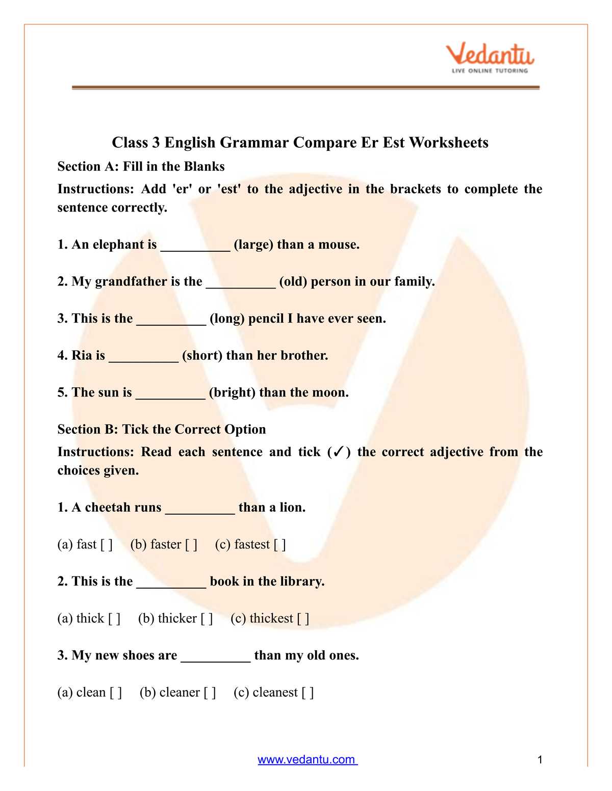 adjectives degrees worksheet