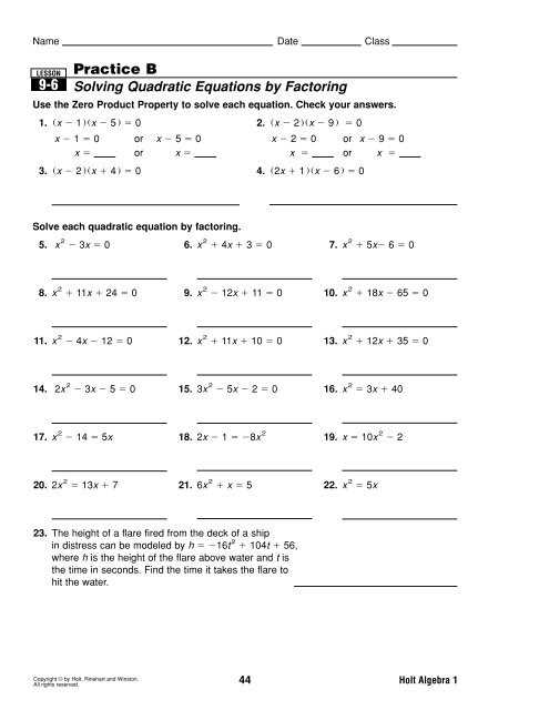 quadratic factoring worksheet