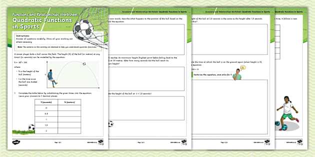quadratic function characteristics worksheet