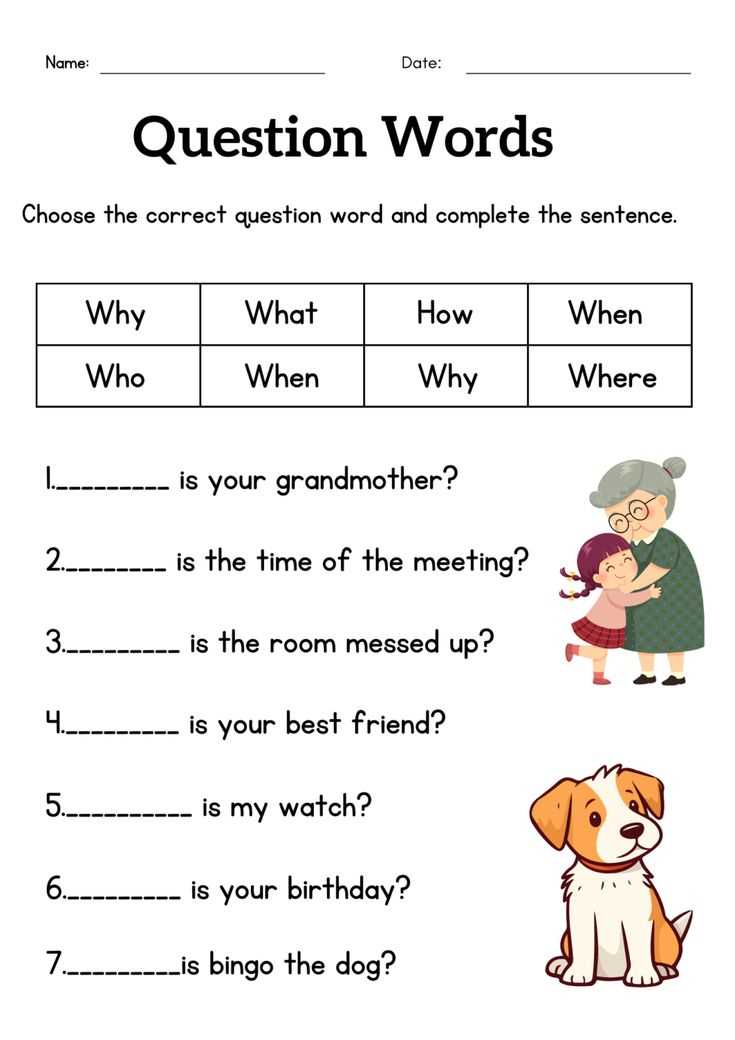 question words worksheet