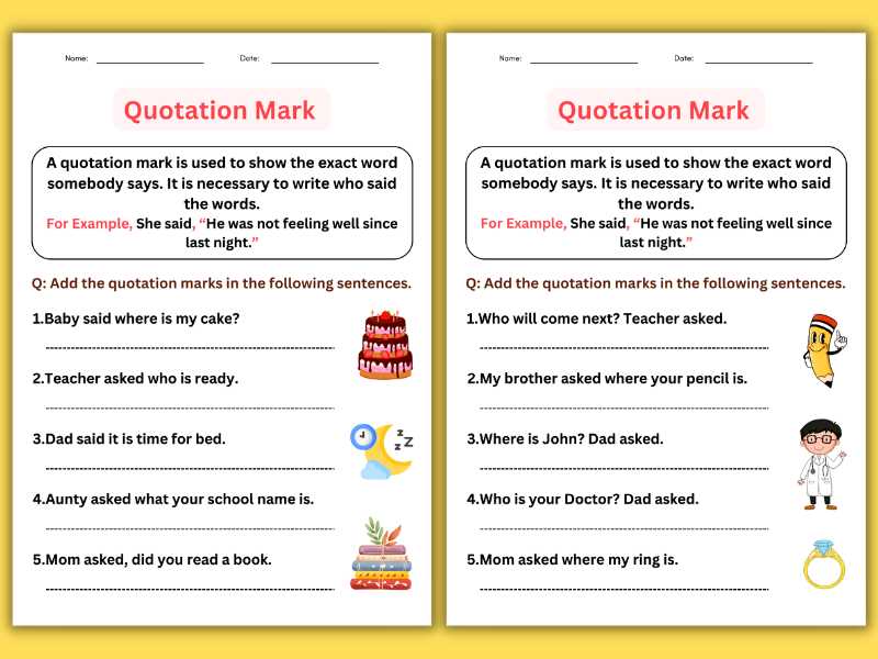 quotation marks worksheets