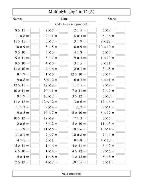 multiplication 12 worksheet