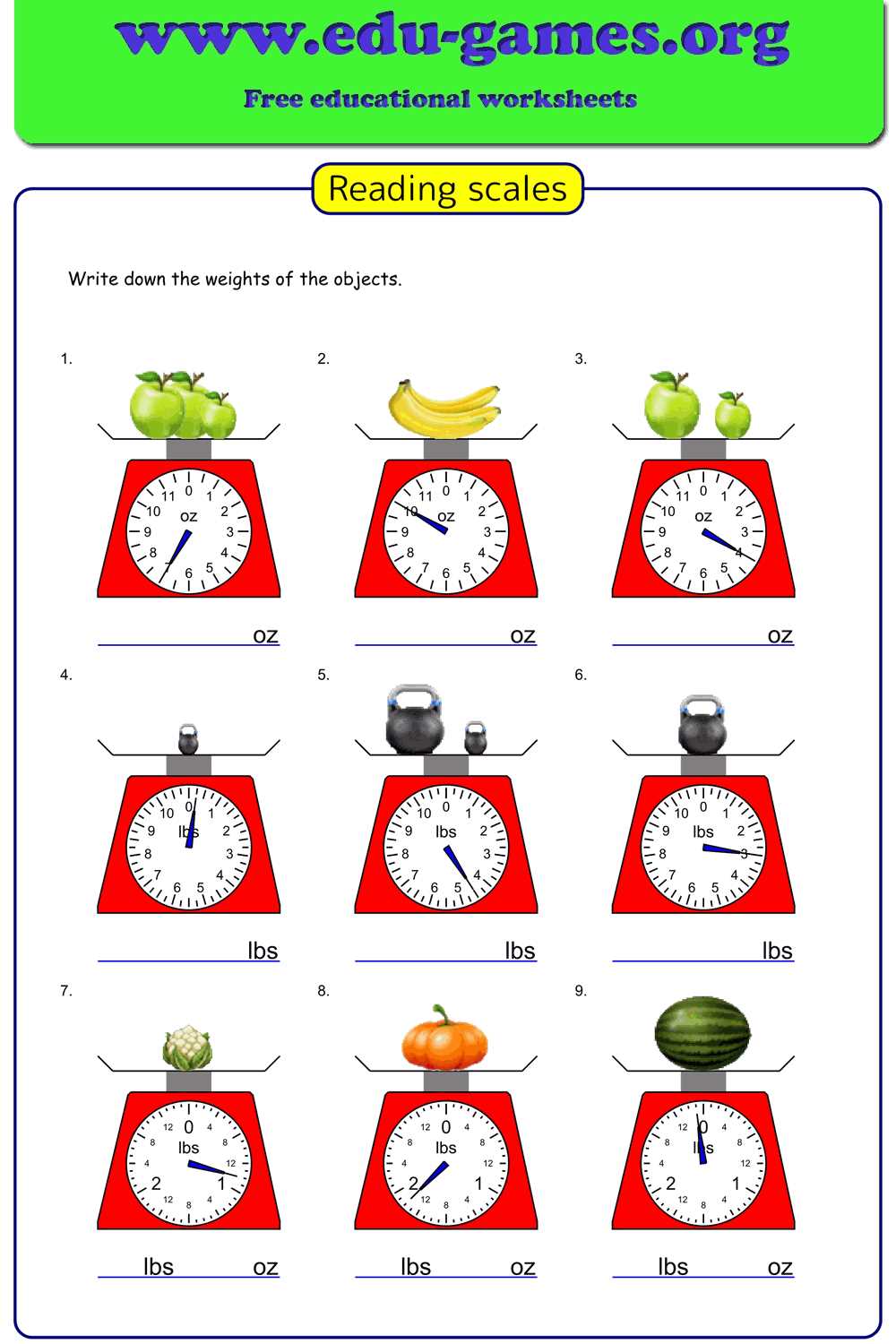 scale worksheet