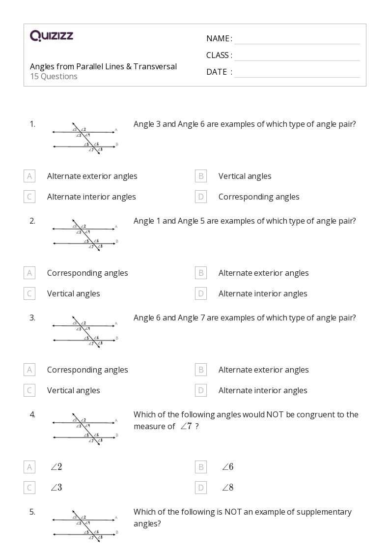 geometry angles worksheets